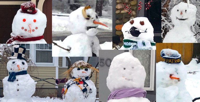 Real Snow Inspires Snow Creatures in East Lansing